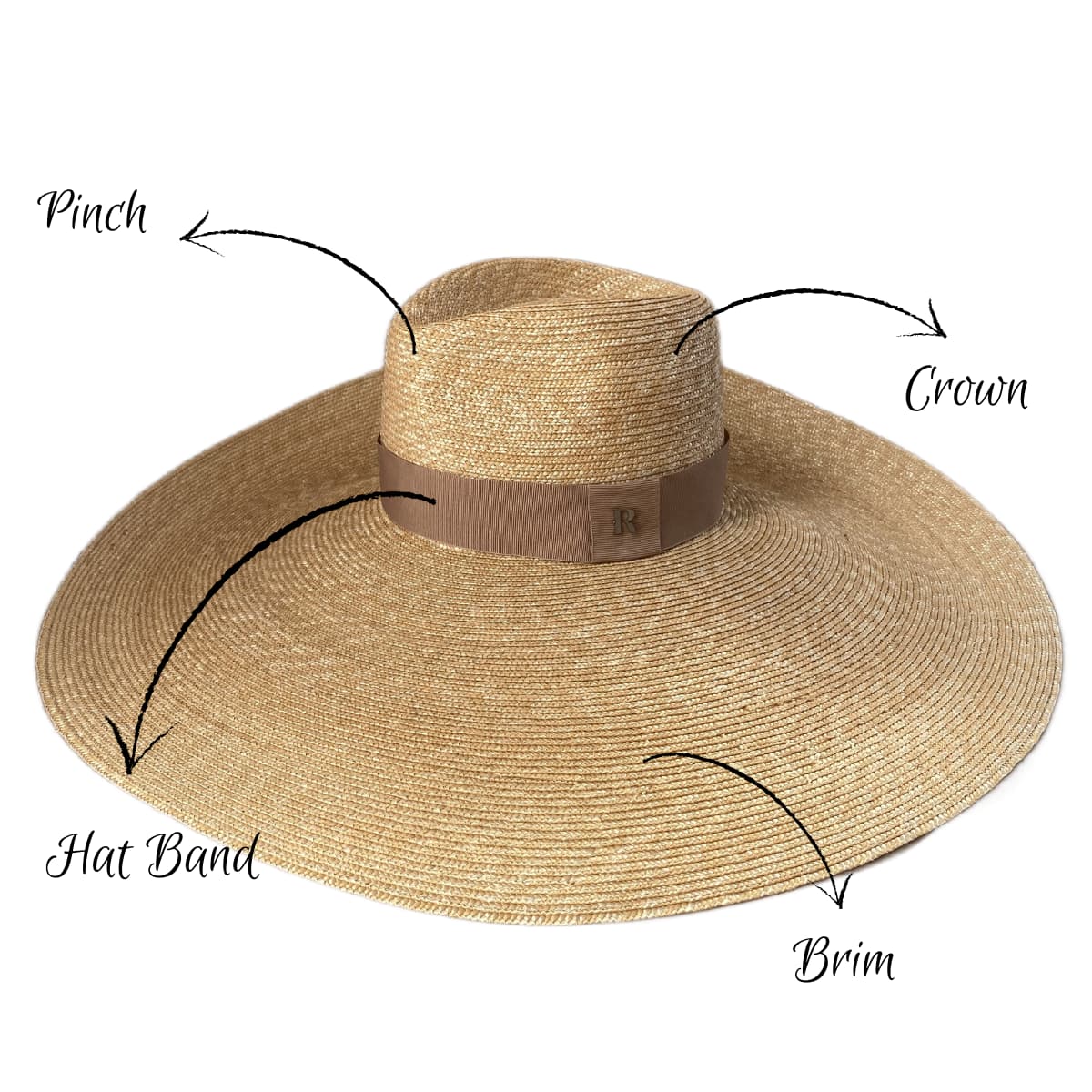 Ombre Extra Large Brim Straw Fedora with Brown Ribbon - Raceu Hats